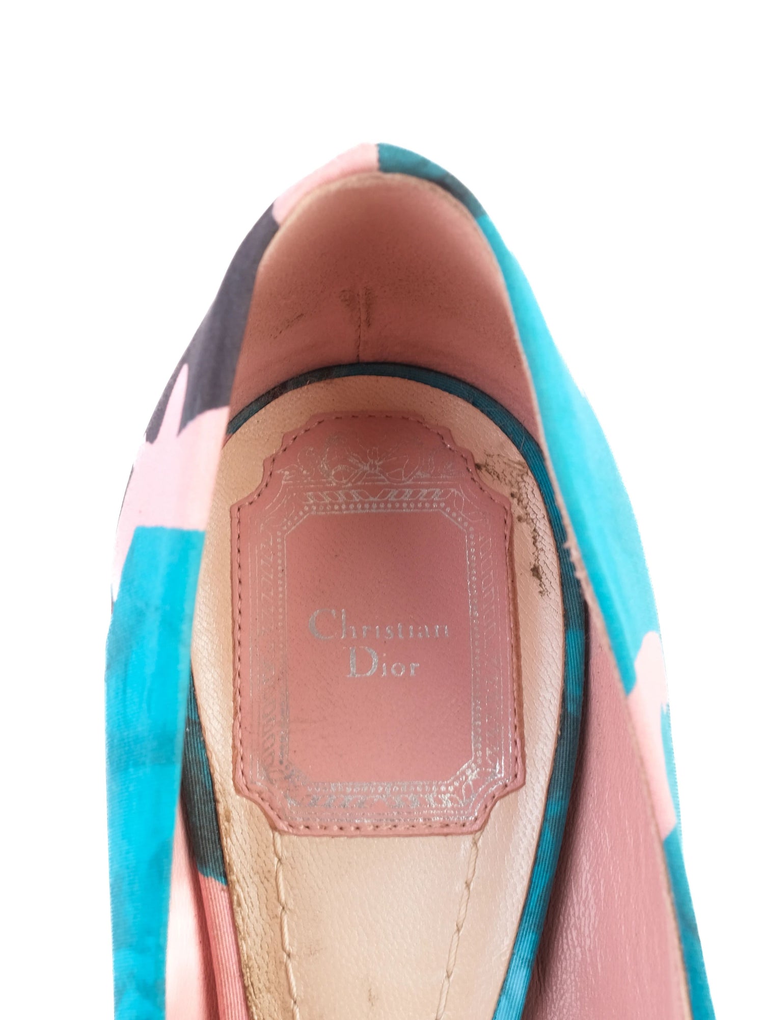 Dior Floral High-Heeled Shoes Excellent Condition Stiletto Teal Pink