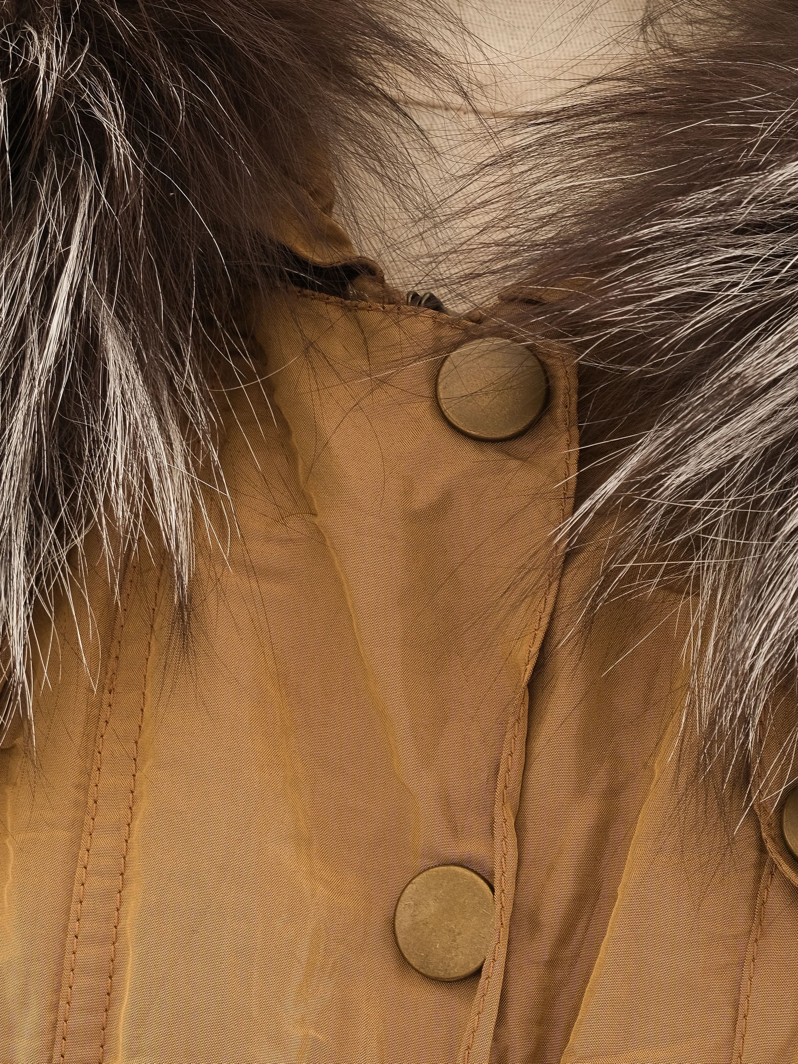 Excellent Brown Jacket with Fur Collar Size S WomenÕs Polyester