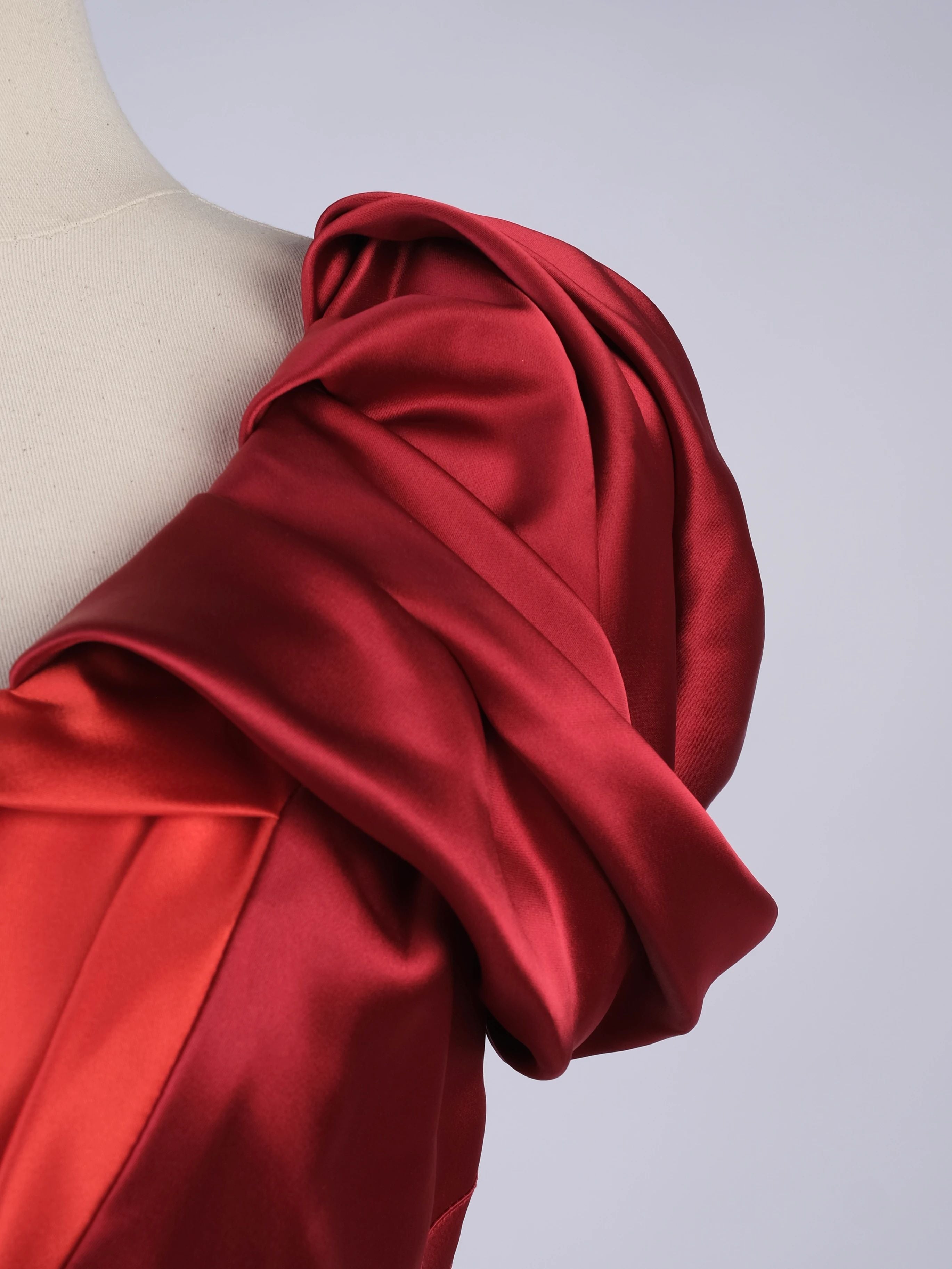 Excellent Karen Millen Red One-Shoulder Dress Size M Triacetate