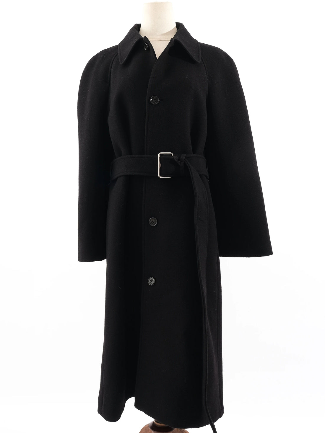 Perfect Burberry Black Wool Long Coat with Belt Size L
