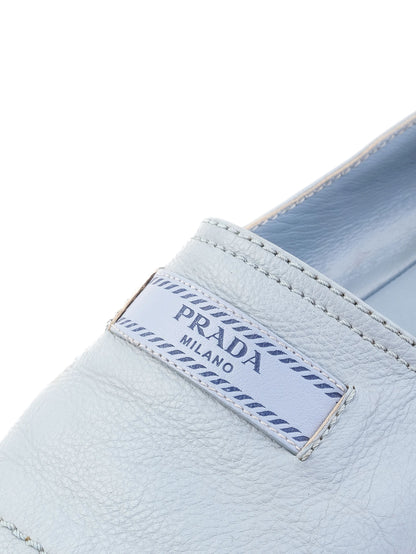 Excellent Prada Blue Leather Espadrille Shoes Size 37 Casual Style