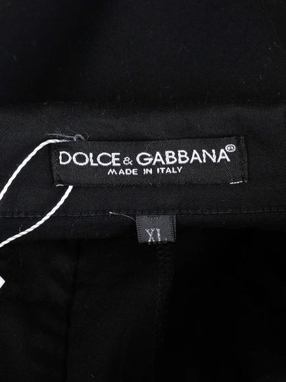 Excellent Dolce Gabbana Black Denim Jacket with Floral Embroidery