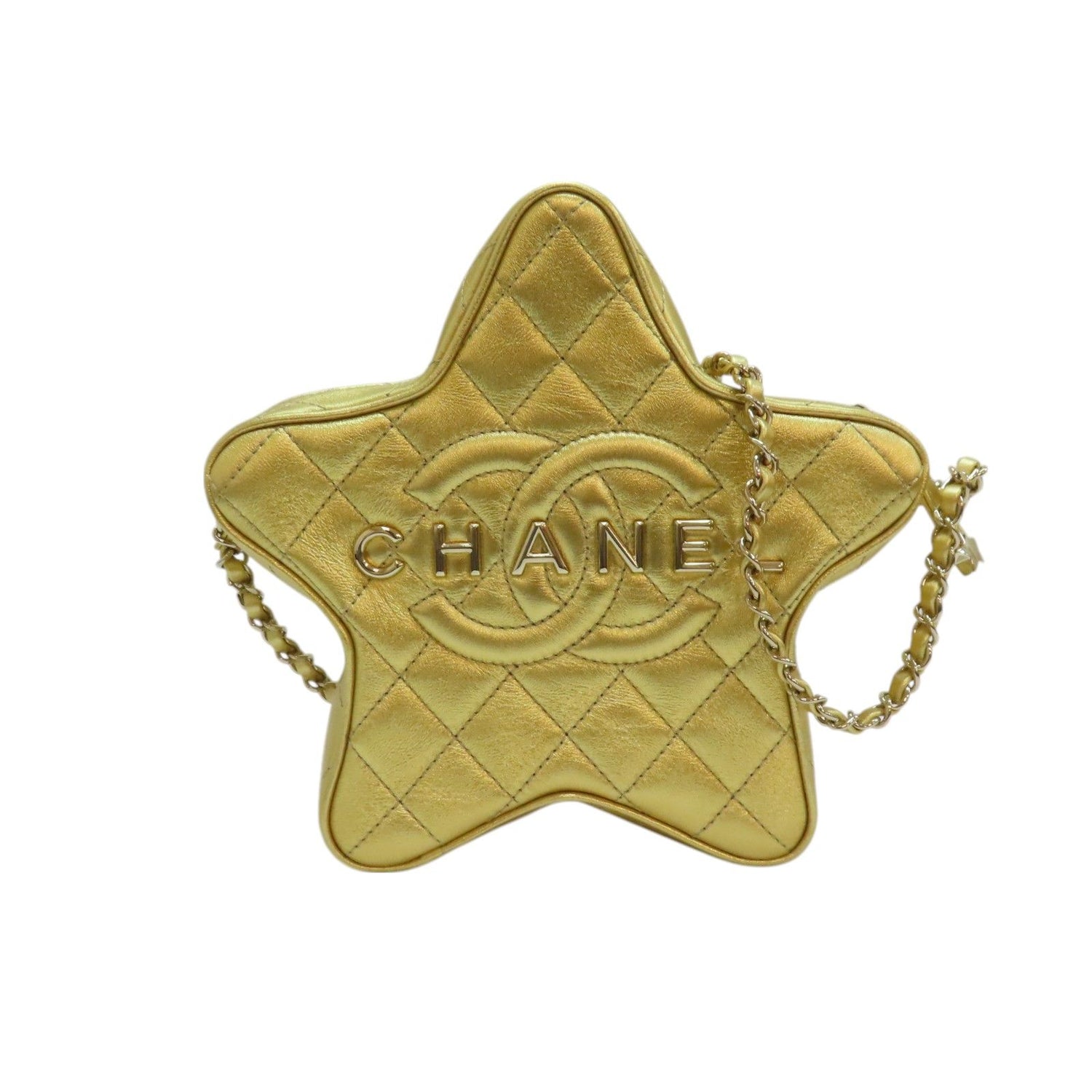 Chanel Matelasse Star Shoulder Bag Lambskin Gold
