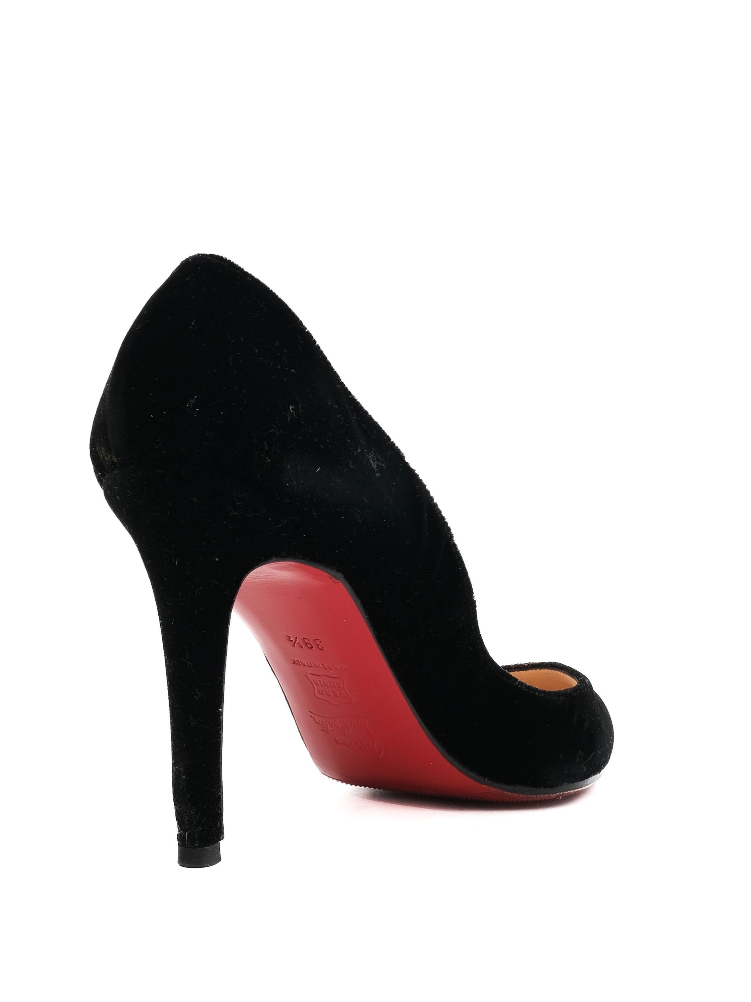 Christian Louboutin Black Velvet High-Heeled Shoes Size 38.5