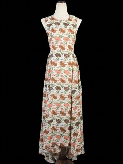Tory Burch Floral Maxi Dress Silk Sleeveless Size S Excellent