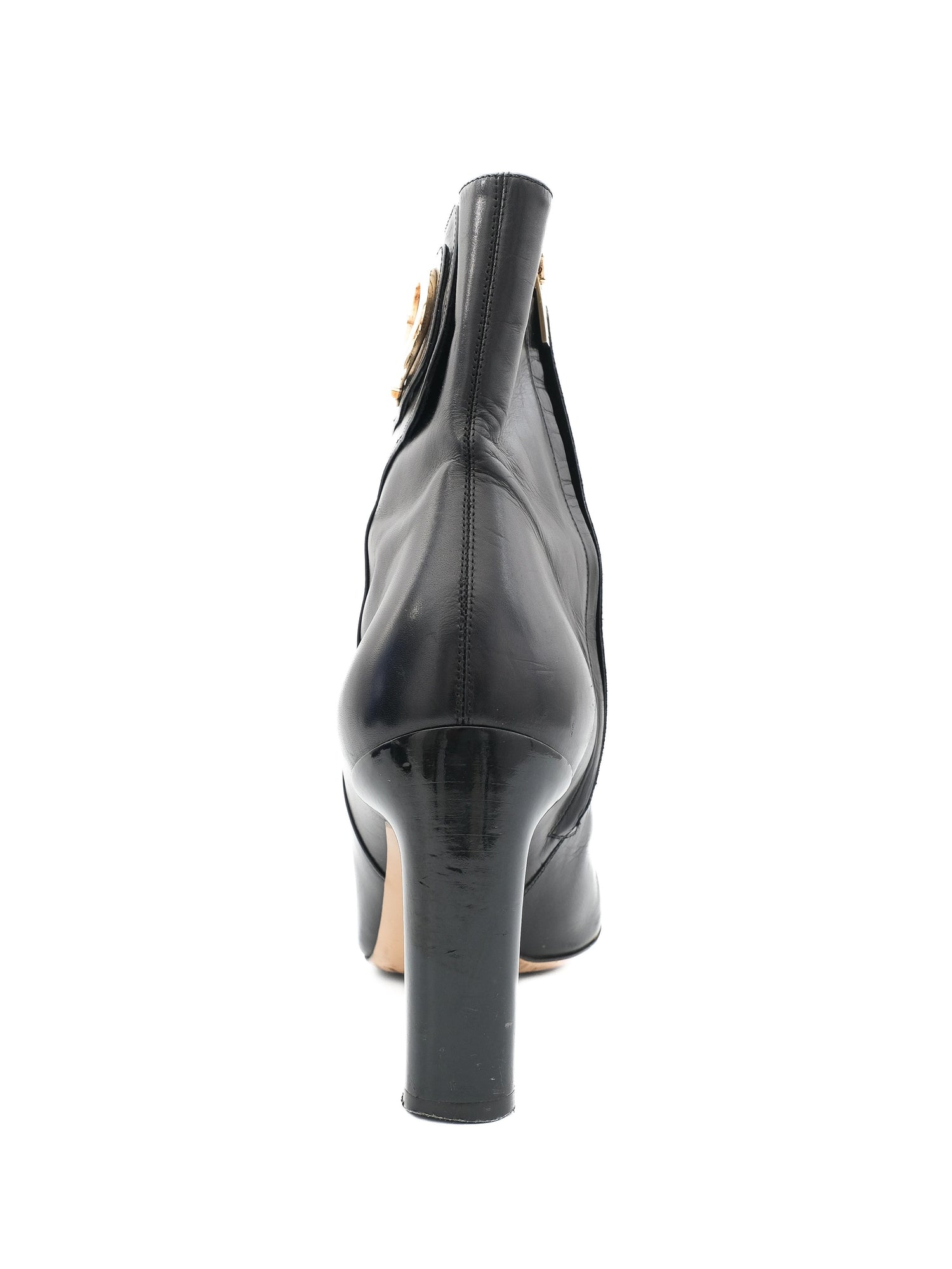 Excellent Salvatore Ferragamo Black Leather Ankle Boots Size 40