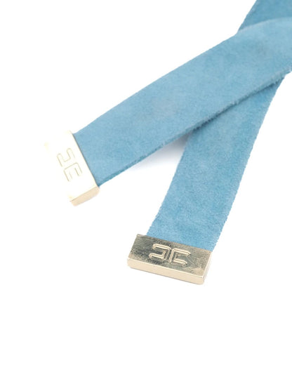 Elisabetta Franchi High-Heeled Sandals Light Blue Suede Size 36