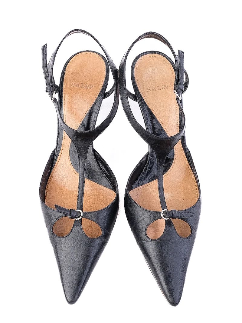 Excellent Bally Black High-Heeled Sandals Size 37.5 with Buckle Detail