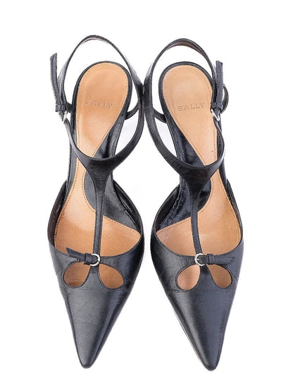 Excellent Bally Black High-Heeled Sandals Size 37.5 with Buckle Detail