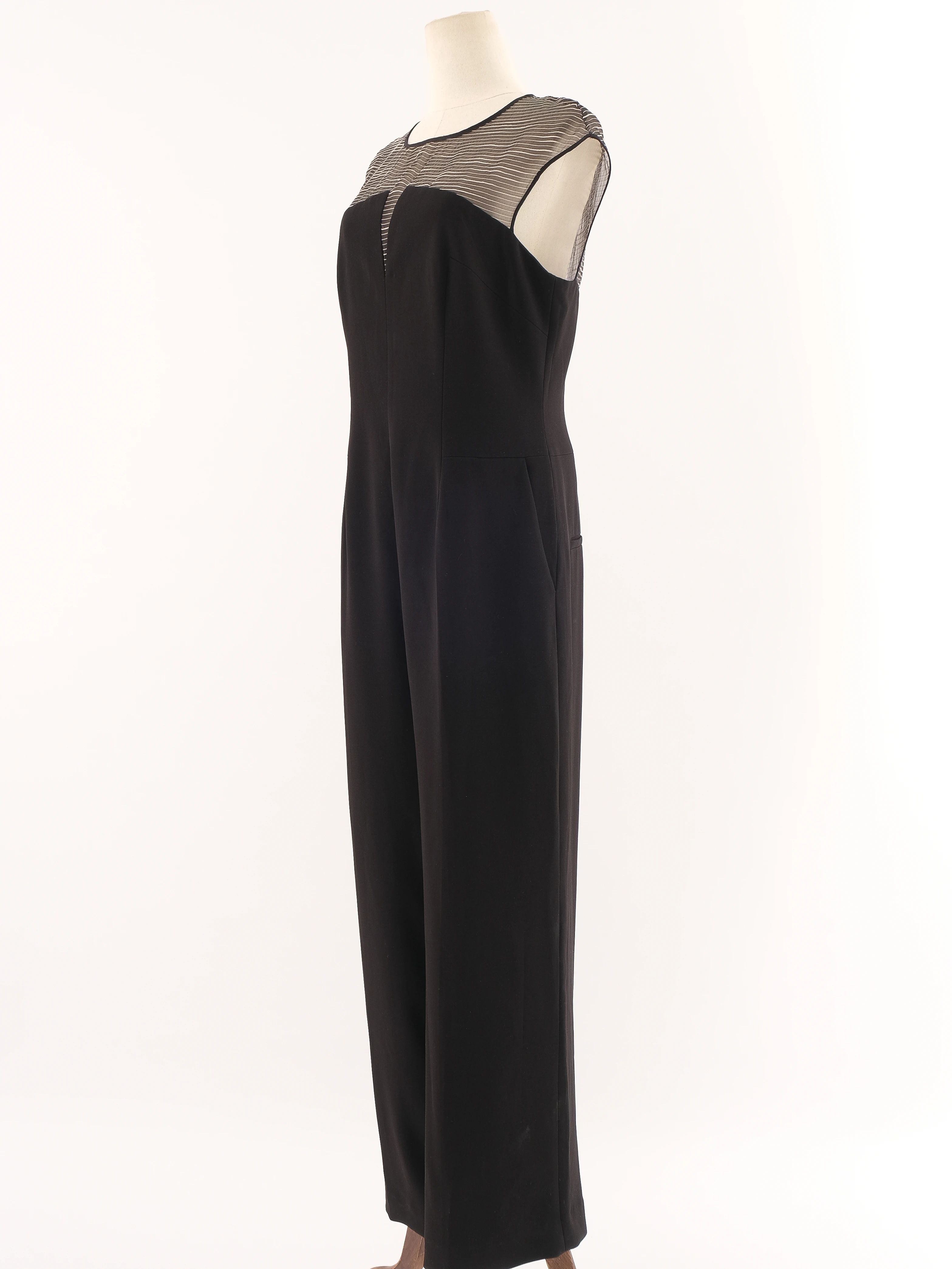 Karen Millen Black Sleeveless Jumpsuit XL with Sheer Detail