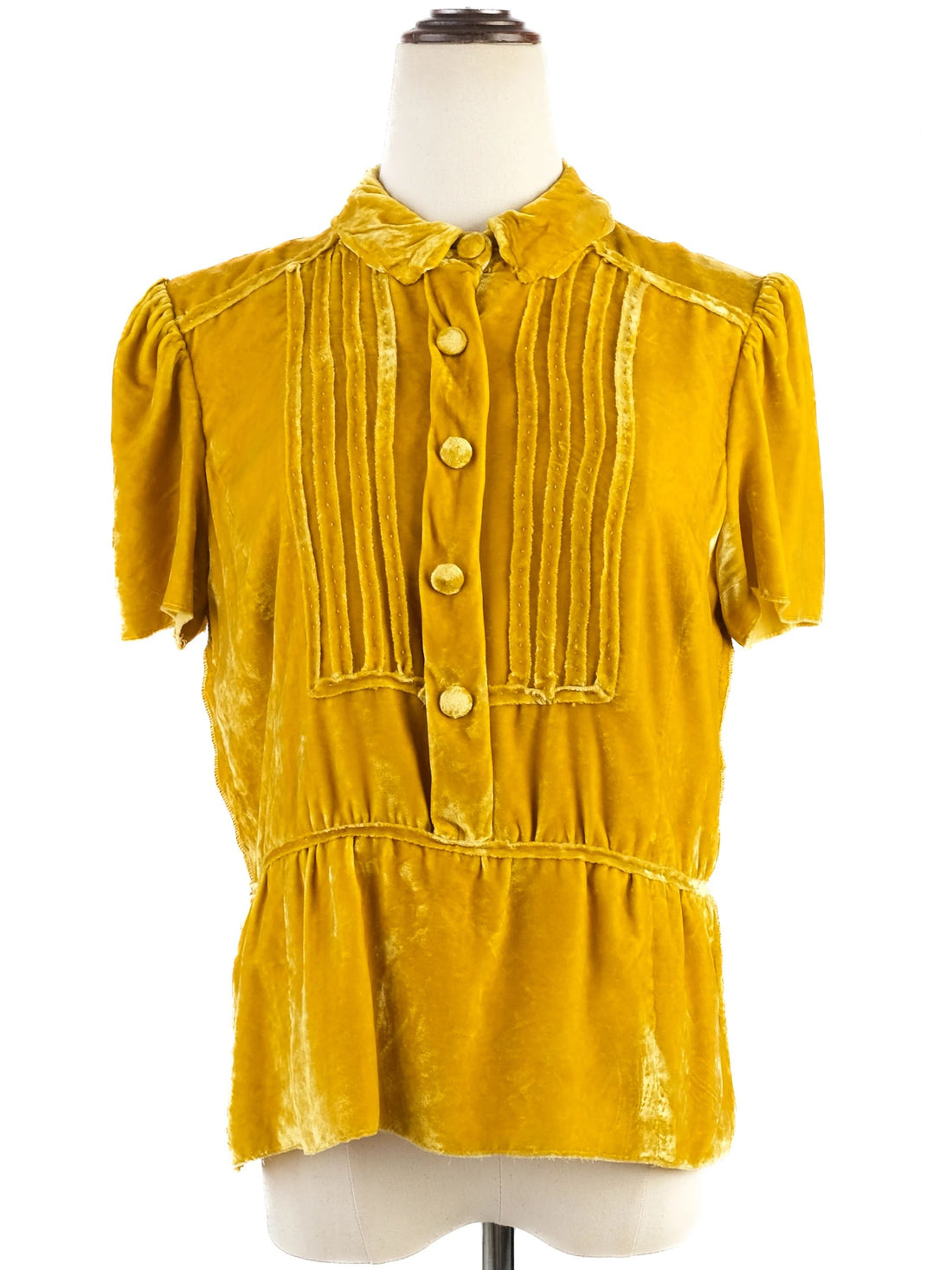 Excellent Marc Jacobs Vintage Yellow Blouse Size M Viscose Puff Sleeve