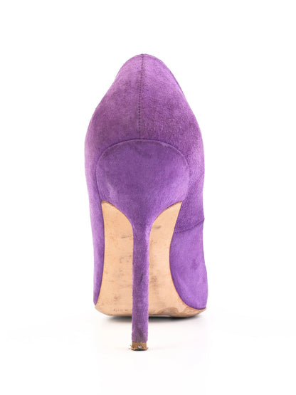 Excellent Manolo Blahnik Purple Leather High-Heeled Shoes Size 36
