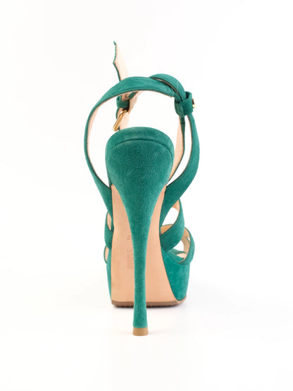Excellent Ballin Blue Leather High-Heeled Sandals Size 38.5