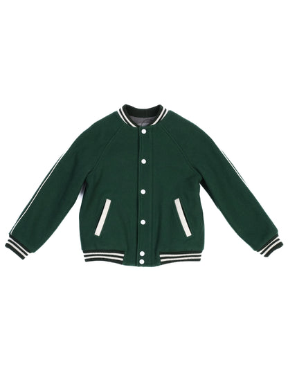 Excellent Bonpoint Varsity Jacket Green Cotton Size 8 For Kids