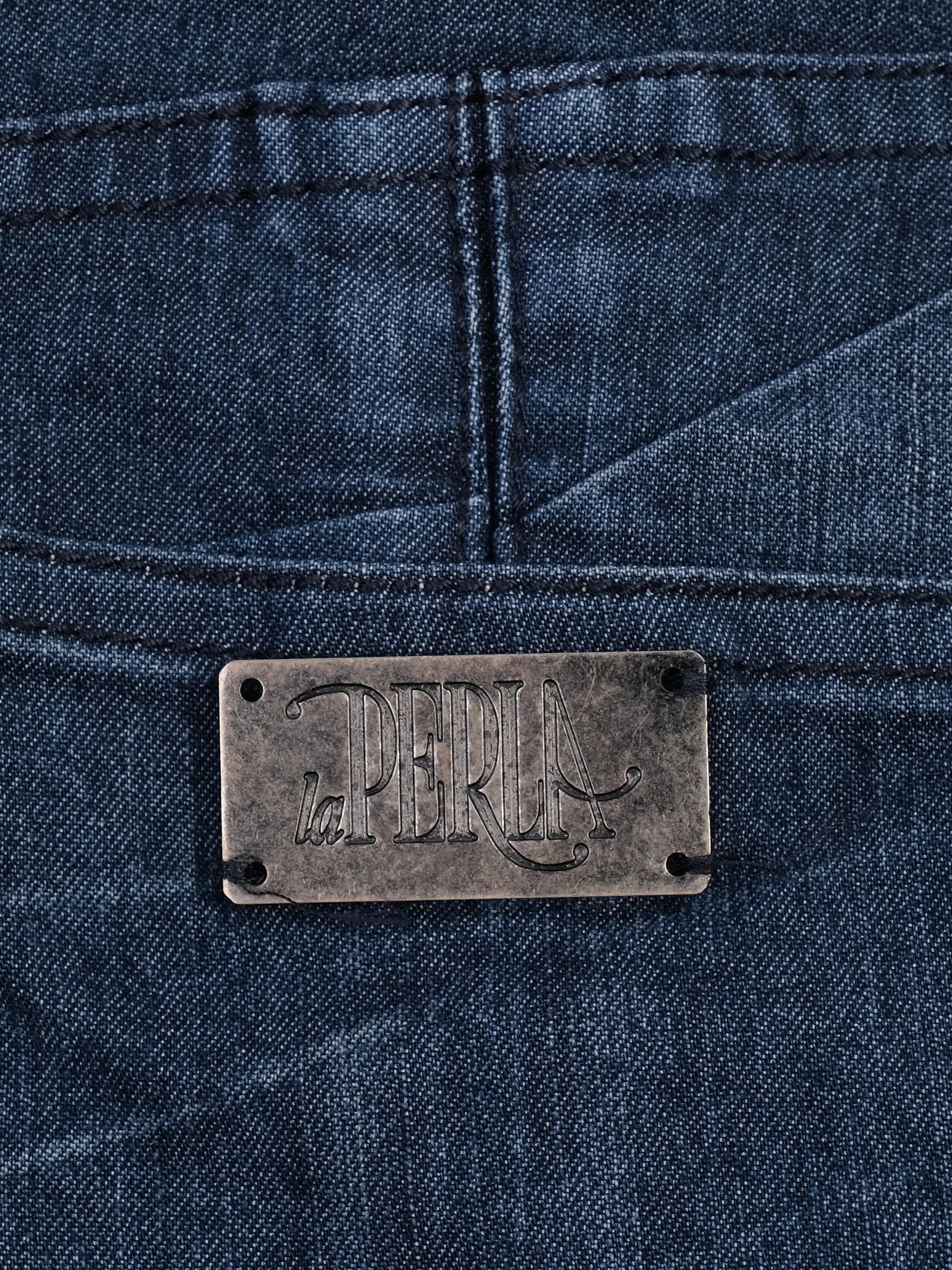 Excellent La Perla Blue Denim Skirt Size M with Unique Details