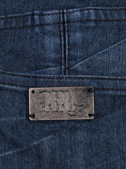 Excellent La Perla Blue Denim Skirt Size M with Unique Details