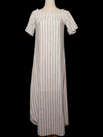Good BCBGMaxazria White Striped Dress XS Short Sleeve Women