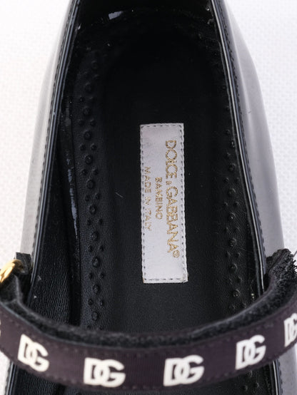 Excellent Dolce Gabbana Black Lacquer Mary Jane Shoes for Kids Size 33