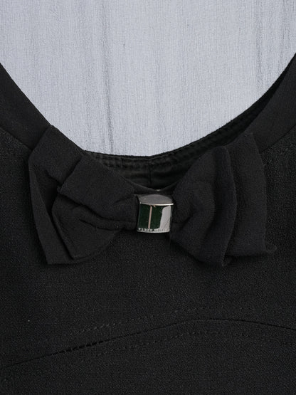 Excellent Karen Millen Black Sleeveless Dress Size S with Bow Detail