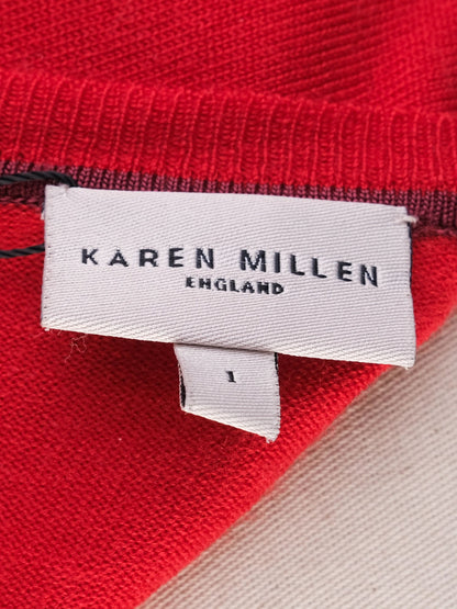 Excellent Karen Millen Red Wool Sweater Size XS with Zipper Detail