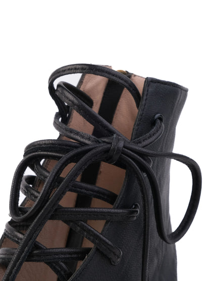 NEW By Malene Birger Black Leather Lace-Up Sandals Size 38