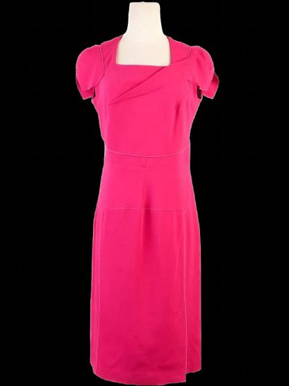 Excellent Roland Mouret Pink Viscose Dress Size XL Square Neckline