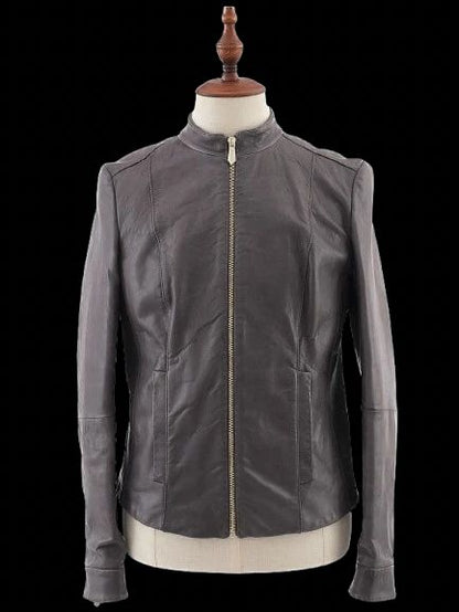 Excellent Trussardi Gray Leather Jacket Size XS for Men