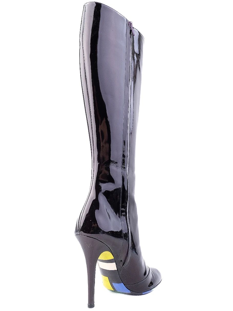 Excellent Emilio Pucci Black Leather High-Heeled Boot Size 38