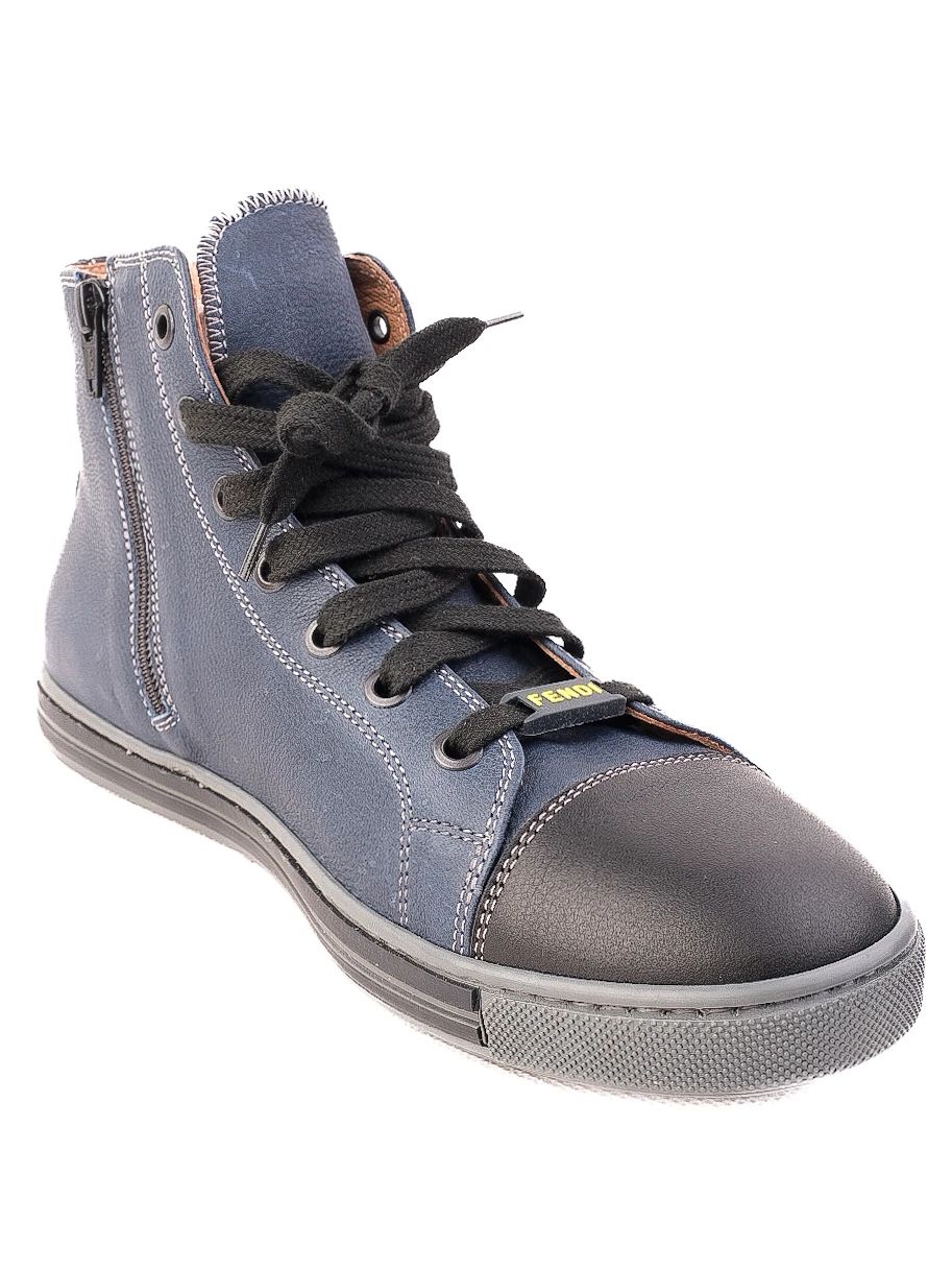 Excellent Fendi Blue Leather High-Top Sneakers Women Size N/A