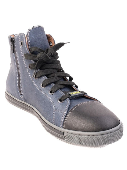 Excellent Fendi Blue Leather High-Top Sneakers Women Size N/A