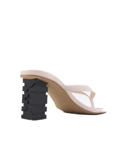 Excellent Kendall+Kylie White Leather Heeled Sandals with Geometric Block Heel