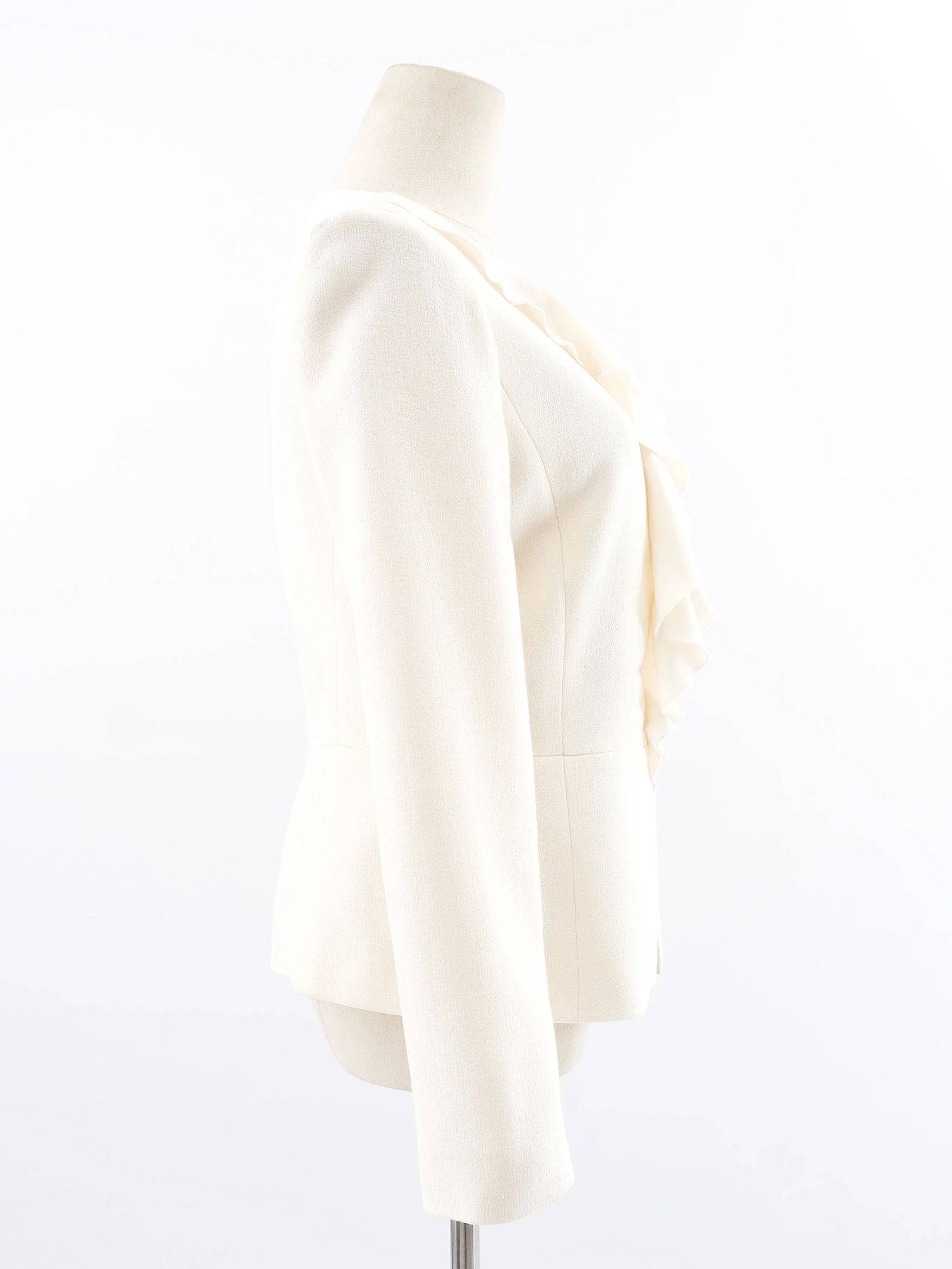 NEW Luisa Spagnoli Yellow Wool Blazer Size L with Ruffled Details