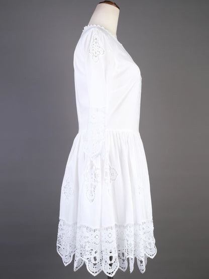 Excellent By Malene Birger White Cotton Lace Dress Size XS
