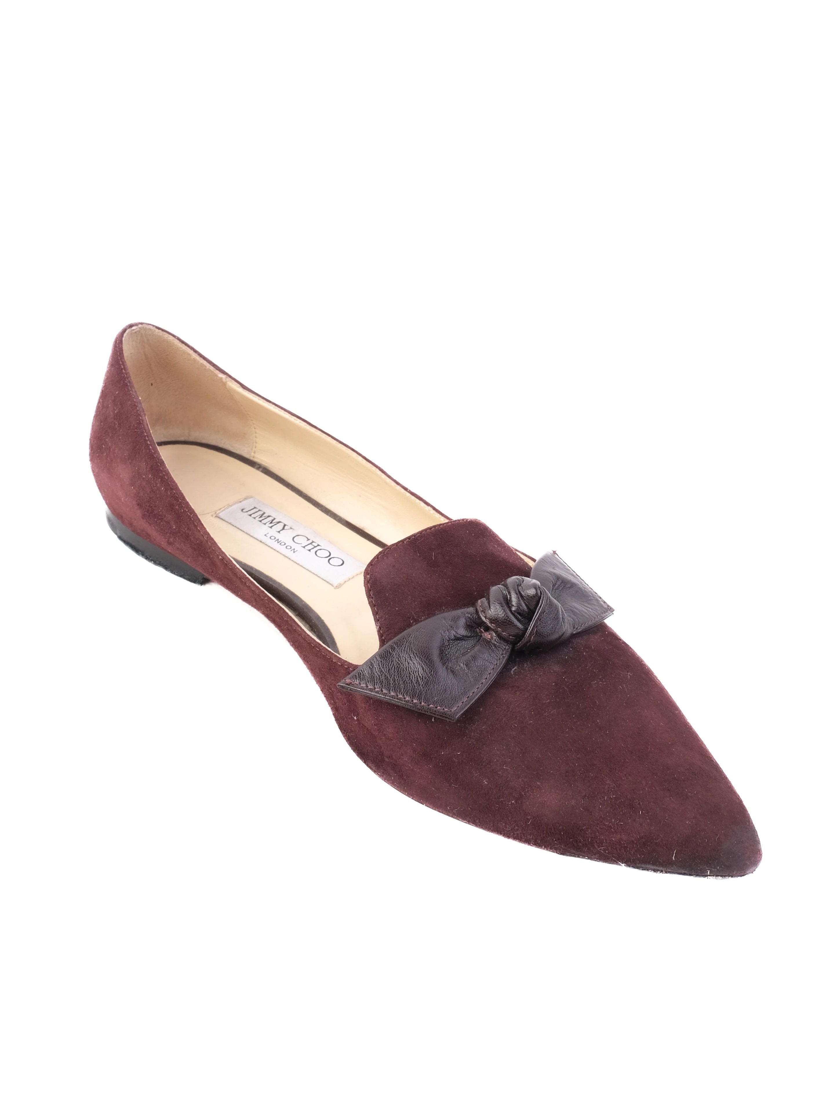 Good Jimmy Choo Purple Genuine Suede Bow Pointed Toe Shoes Size 38