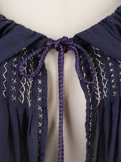 Excellent Thierry Colson Purple Silk Dress Size M with Tassels