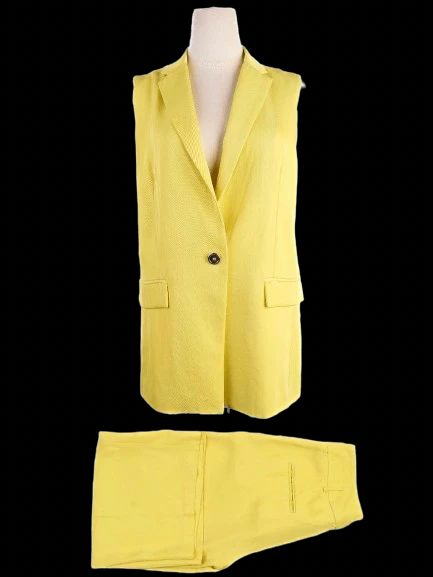 Excellent Pinko Yellow Sleeveless Blazer &amp; Pants Set Women