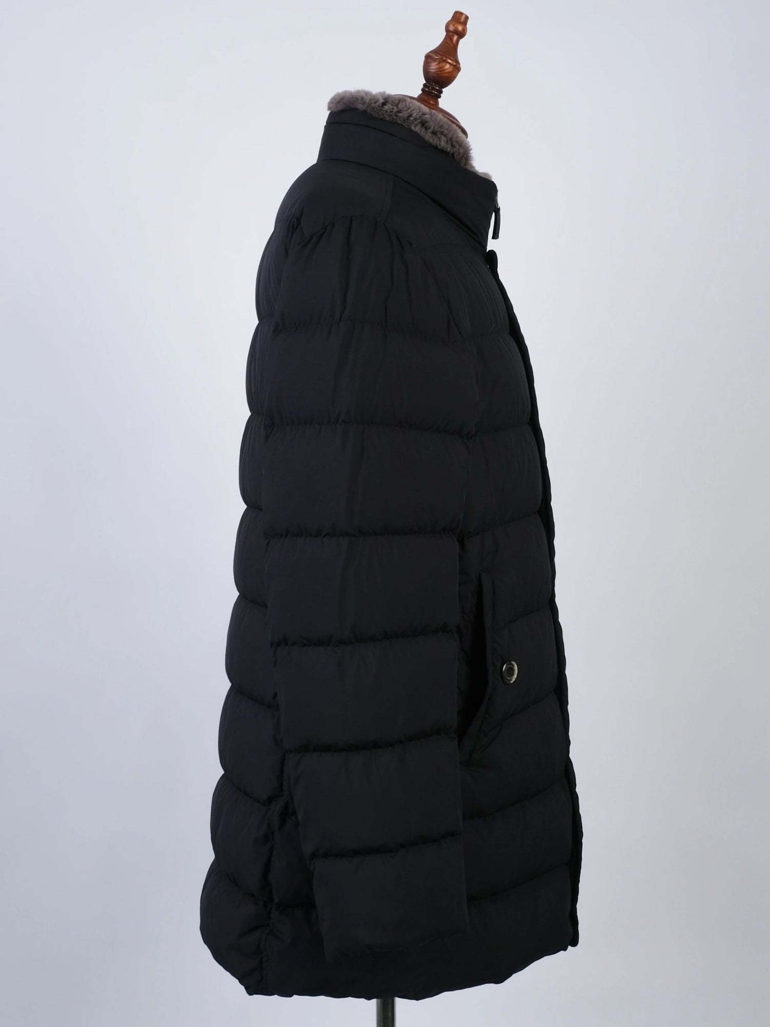 Excellent Herno Blue Padded Winter Coat with Fur Trim Size L