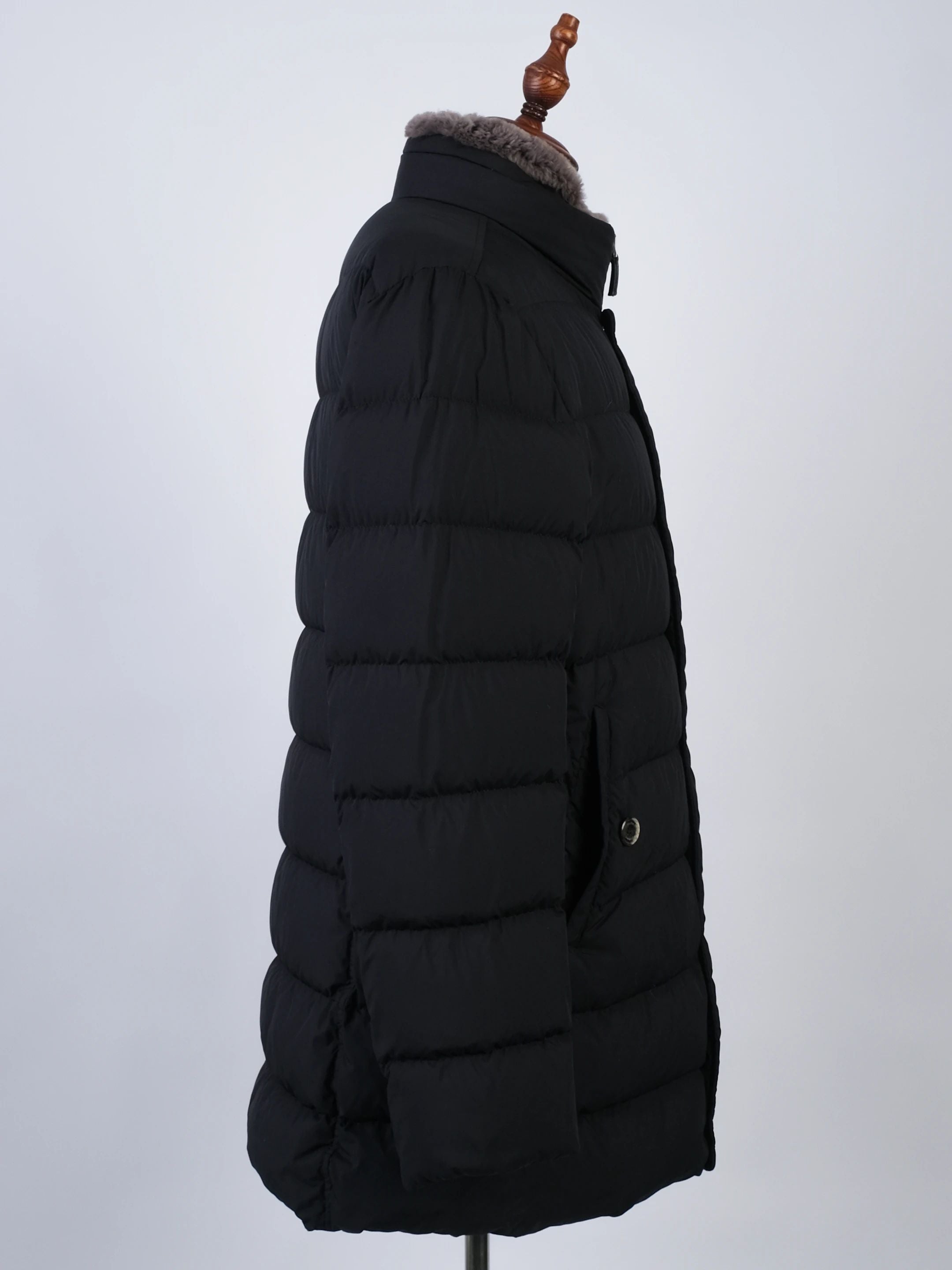 Excellent Herno Blue Padded Winter Coat with Fur Trim Size L