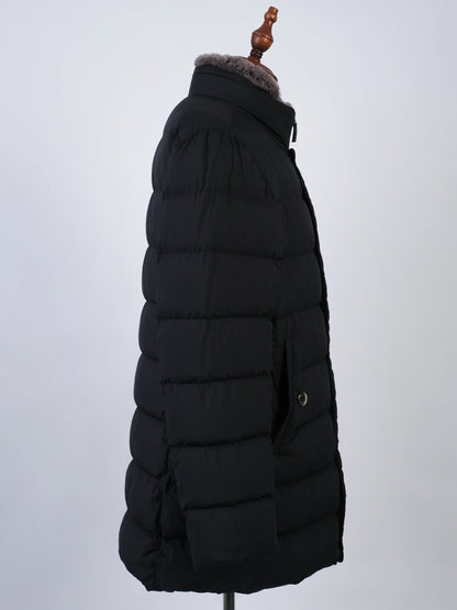 Excellent Herno Blue Padded Winter Coat with Fur Trim Size L