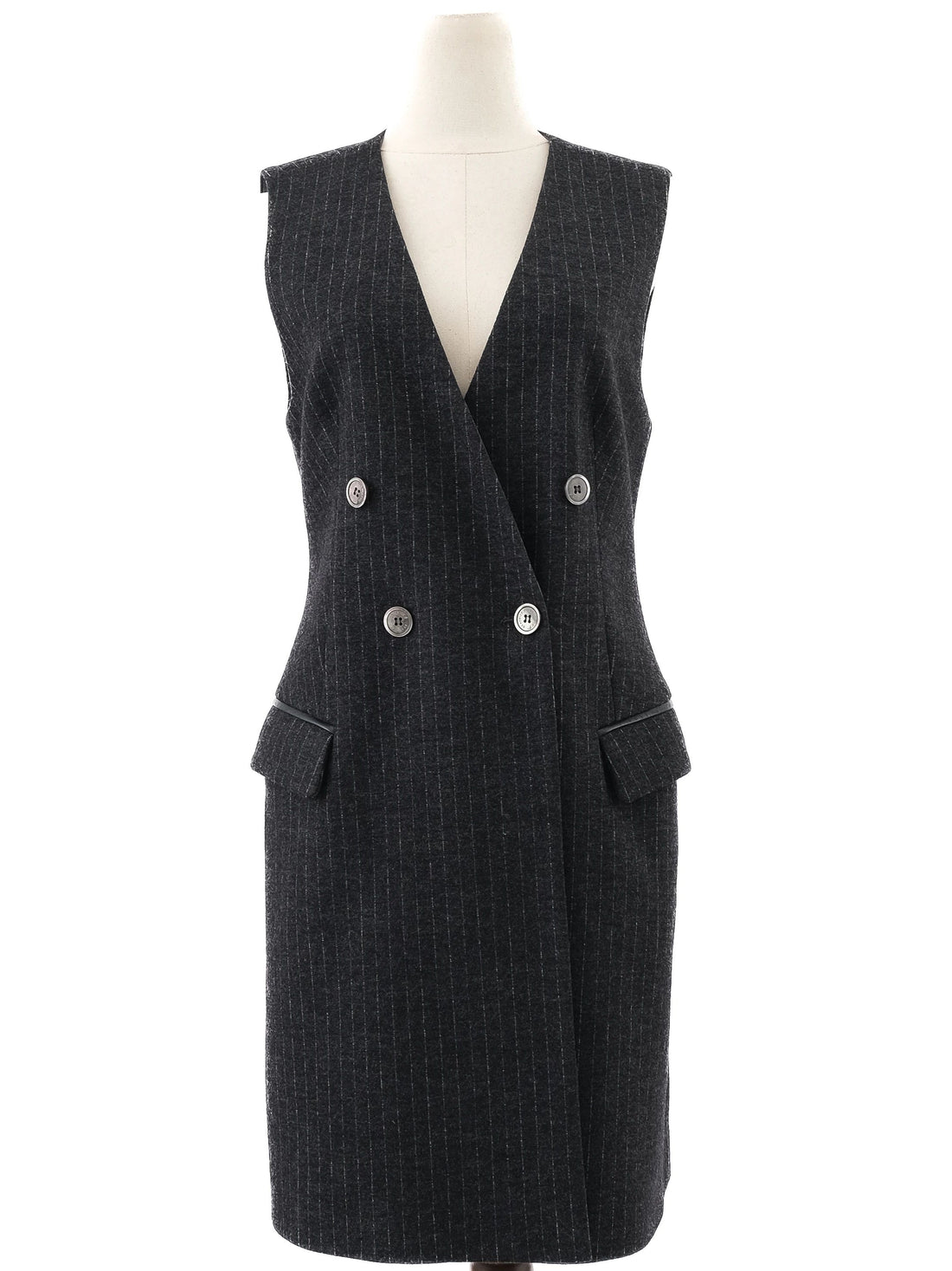 Excellent Beatrice B. Gray Wool Sleeveless Dress Size L