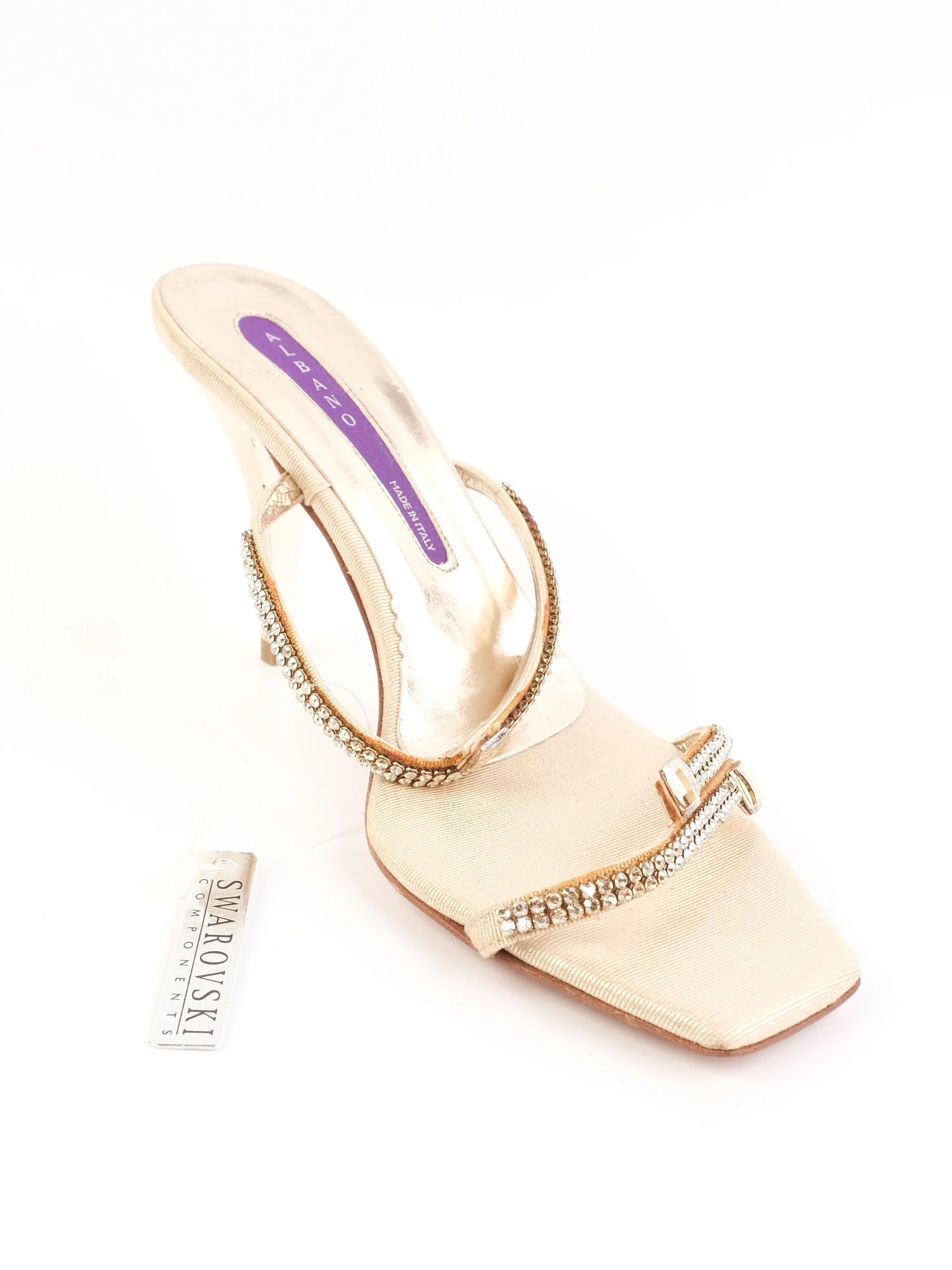 Excellent Albano Yellow Leather High-Heeled Sandals Size 38