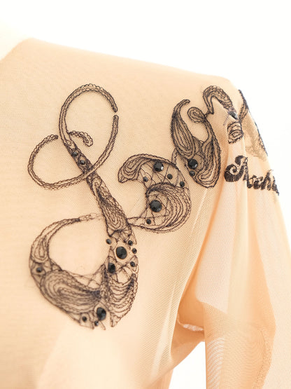 Excellent Love Moschino Dress Beige Top Black Skirt Size M