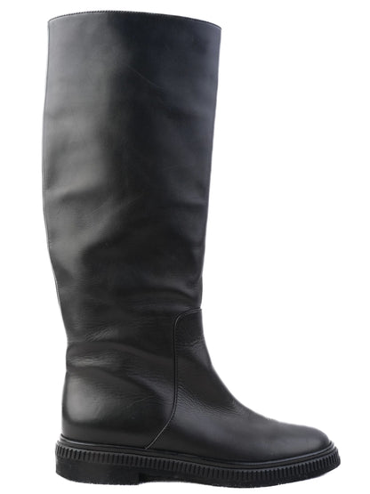 Excellent Sergio Rossi Black Leather Knee-High Boots Size 36