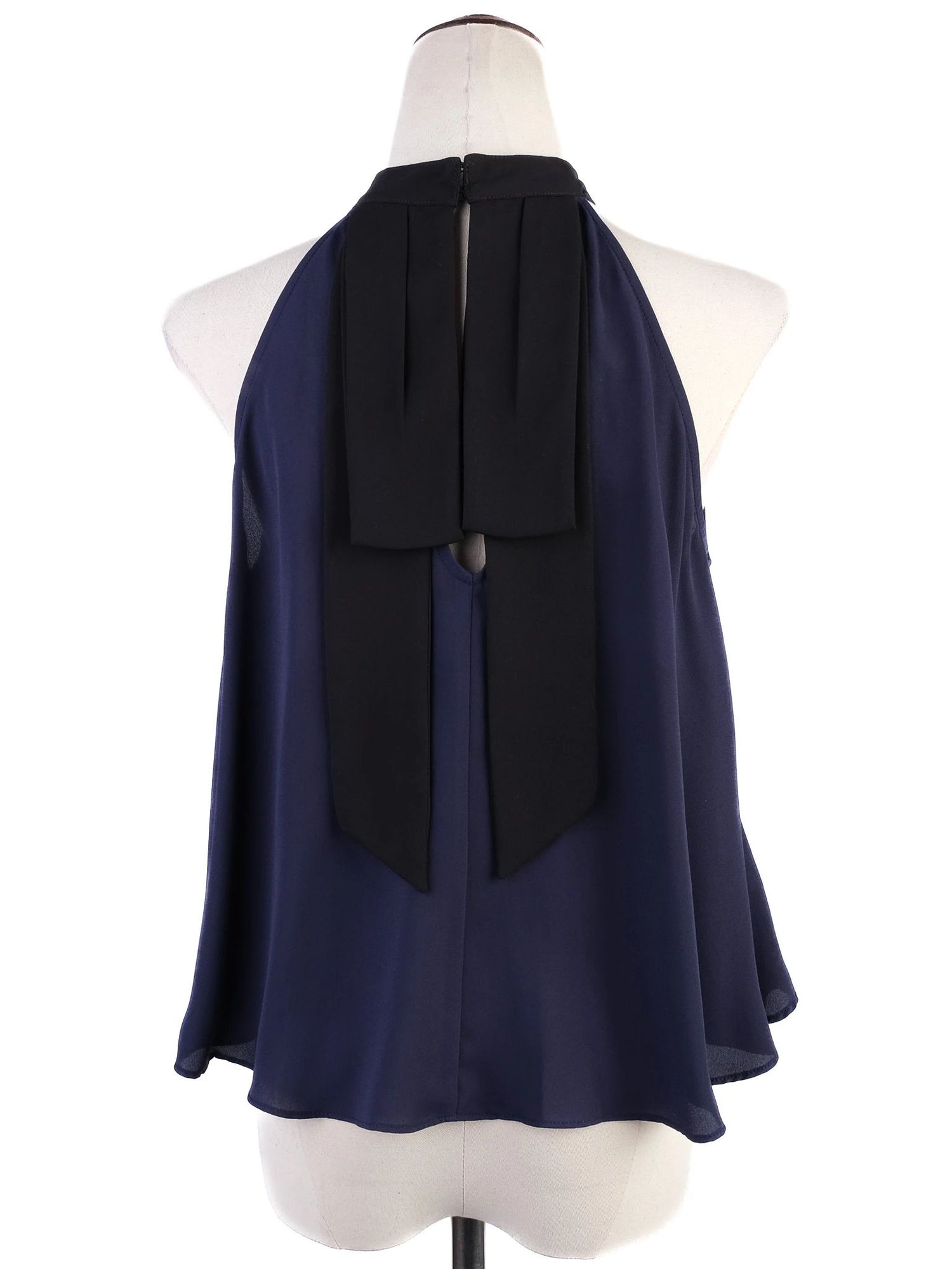 BCBGeneration Blue Halter Top with Black Collar Size XS - Excellent Condition