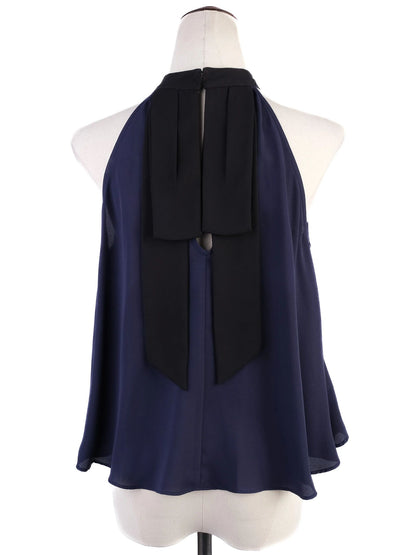 BCBGeneration Blue Halter Top with Black Collar Size XS - Excellent Condition