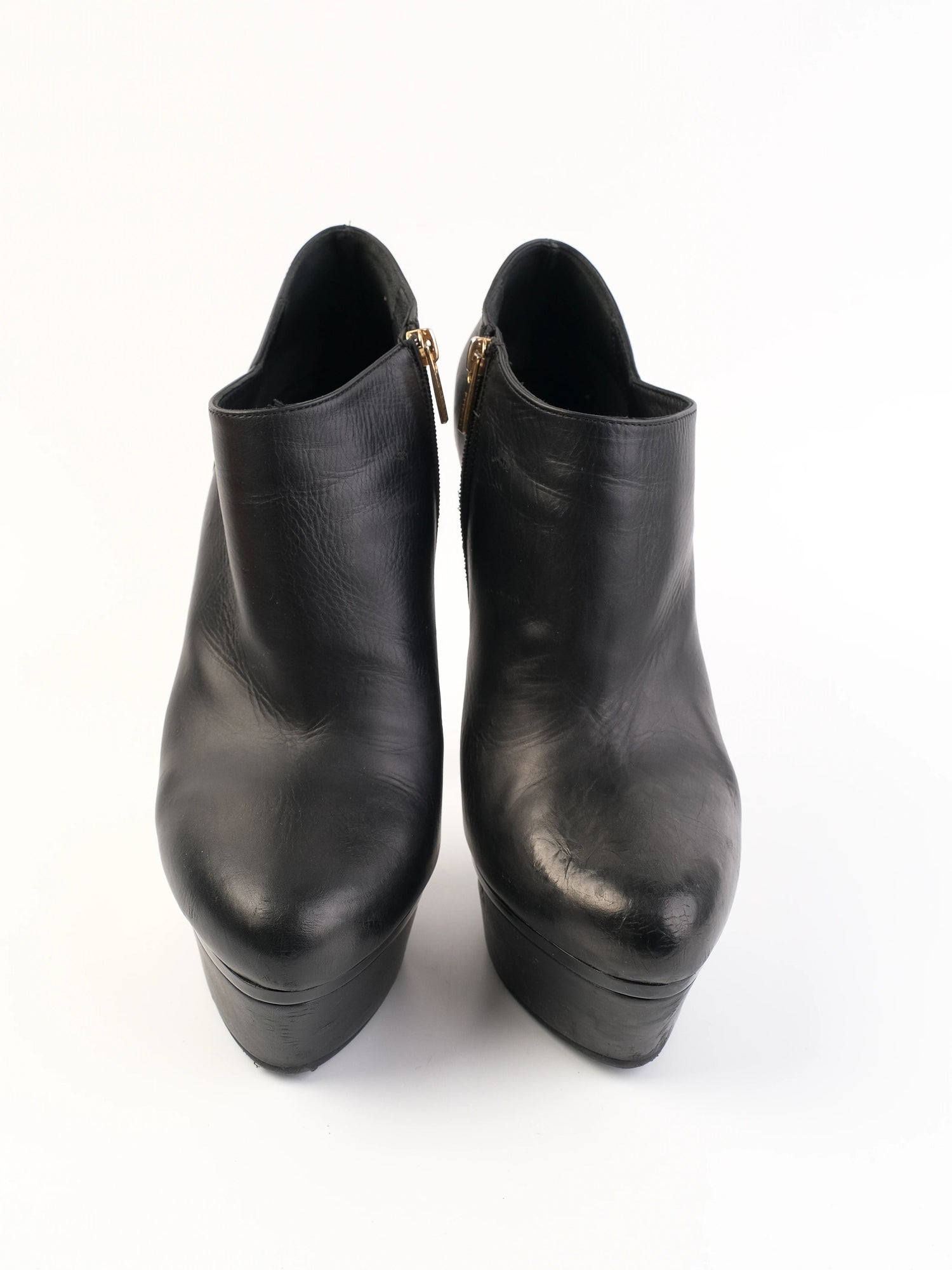Excellent Lesilla Black Leather High-Heeled Ankle Boots Size 39