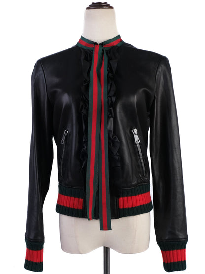 Gucci WomenÕs Black Wool Jacket XXS with Red and Green Accents