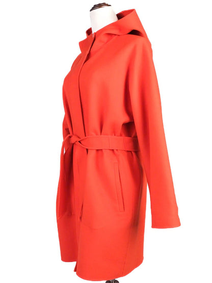 Excellent Max Mara Red Hooded Coat Size S in Fine Angora
