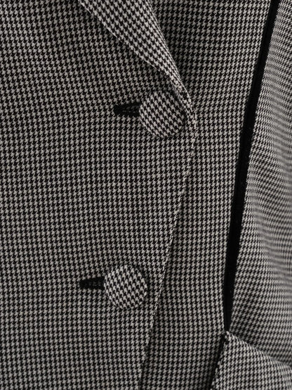 Excellent Gray Houndstooth Wool Blazer with Lace Detail Size S