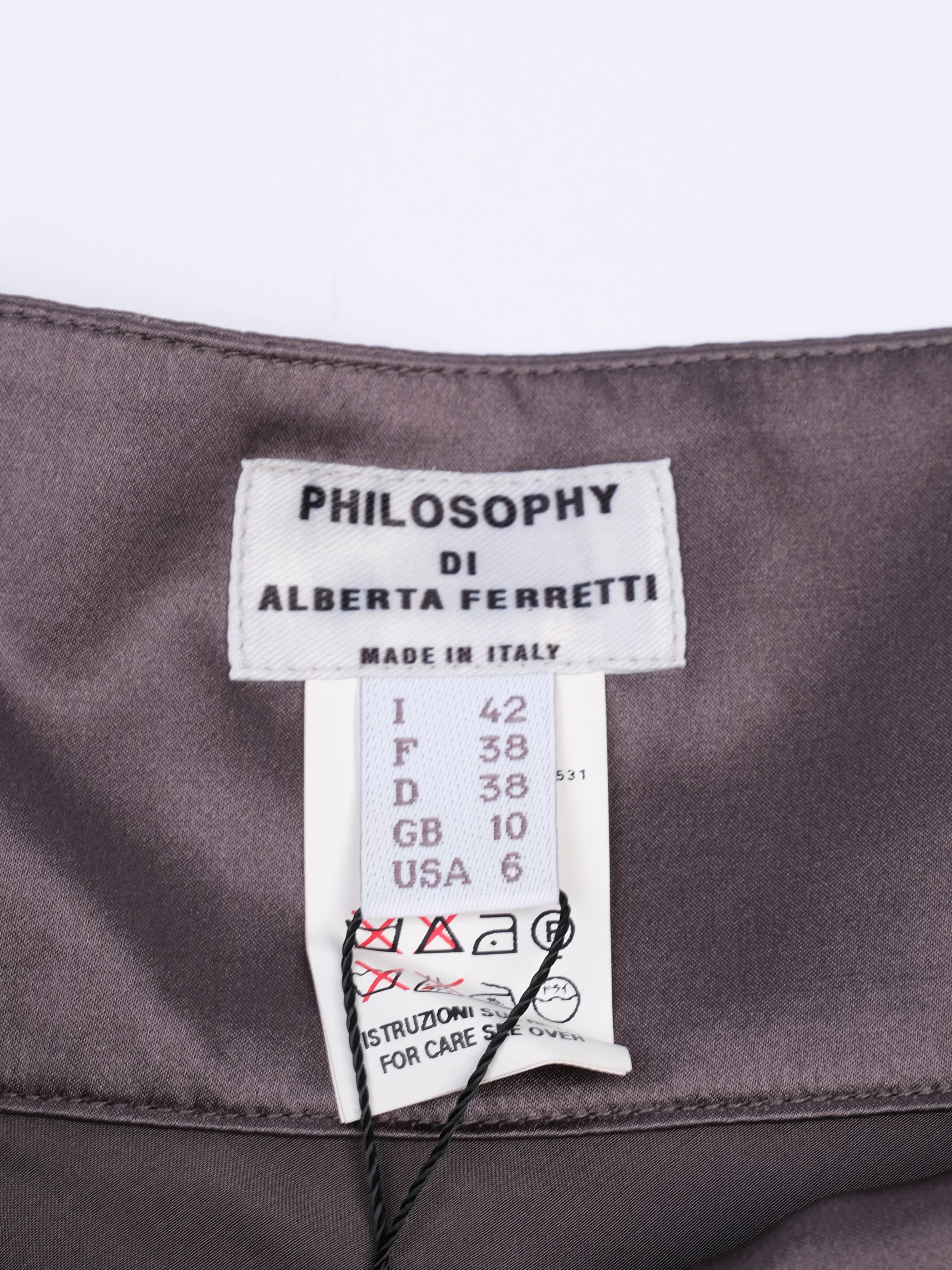 Excellent Philosophy di Alberta Ferretti Gray Silk Satin Skirt Size M